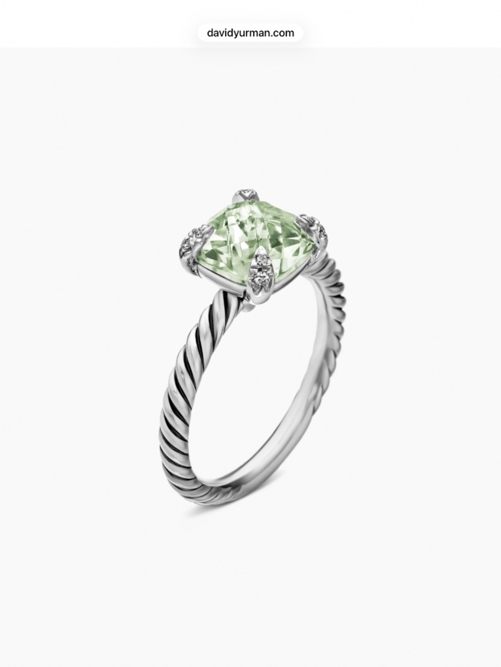 DAVID YURMAN CHATELAINE RING Sterling Silver with Prasiolite and Diamonds, 8mm